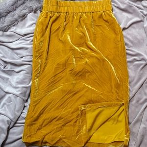 J. Crew Mustard Yellow Velvet Midi Skirt - Size MT (Medium Tall)